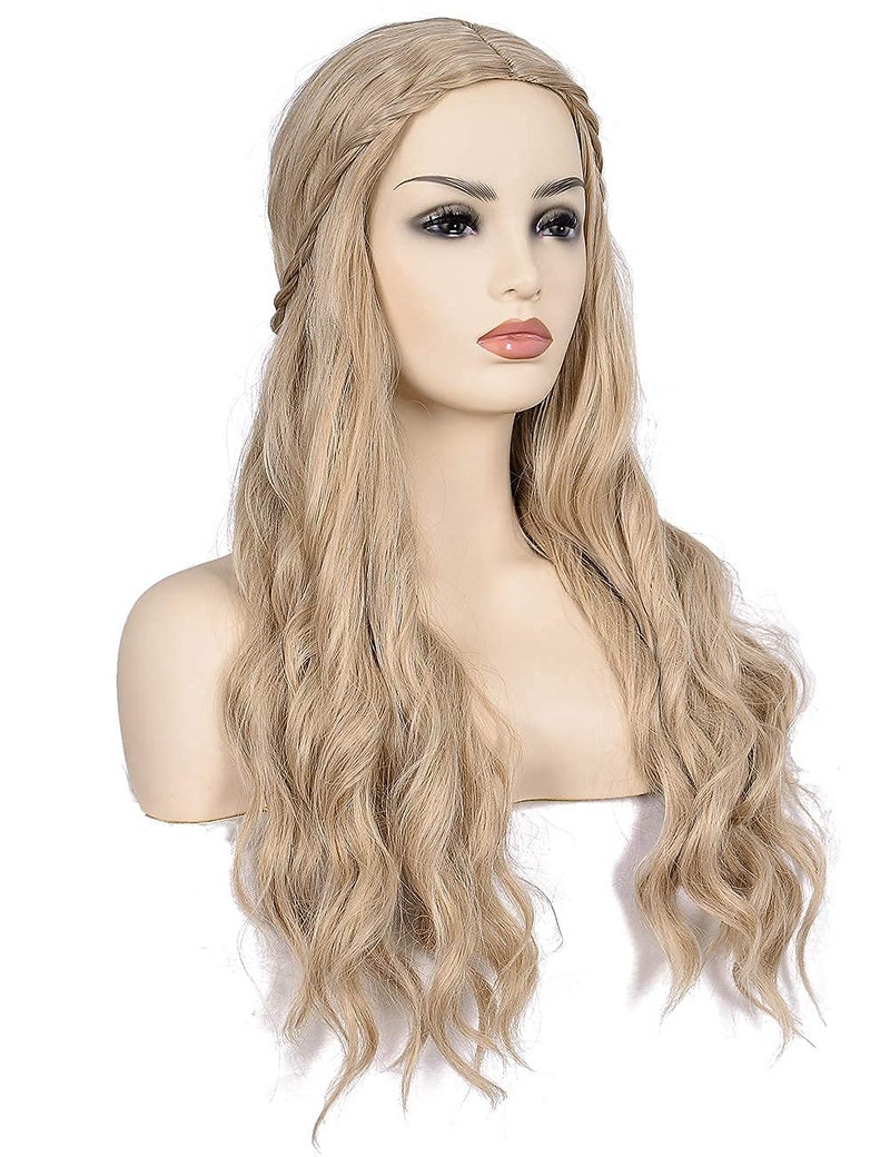 morvally Long Blonde Wavy Synthetic Hair Wigs for Women Halloween Cosplay Costume Wig - Image 4